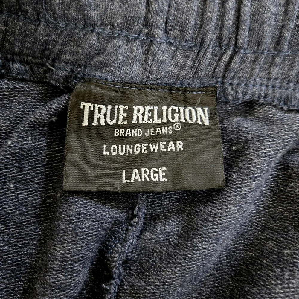 True Religion Loungewear Pants‎ Mens Size Large Blue Joggers Silver Logo 34x37